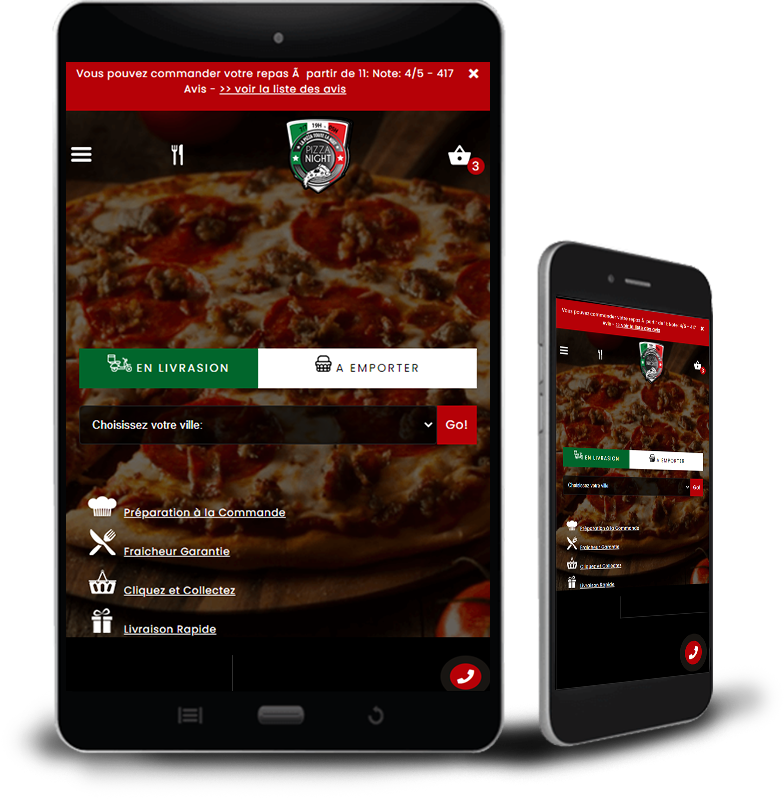 livraison pizza la nuit à 72100 Le Mans commander pizza par smartphone à 72100 Le Mans